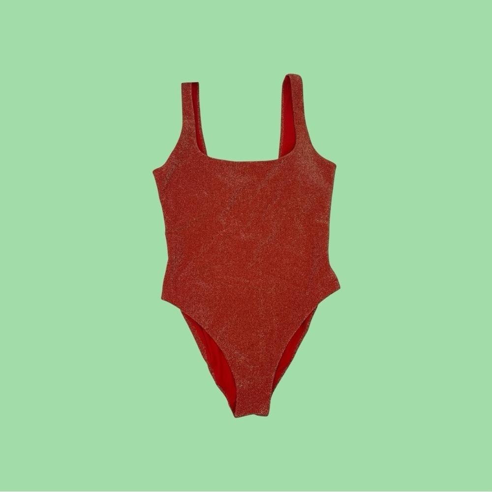 ❤️🔥”Showgirl” Era Orange/Red Sparkle One-Piece Swim/Bodysuit Size M Aerie❤️🔥 - Picture 2 of 14